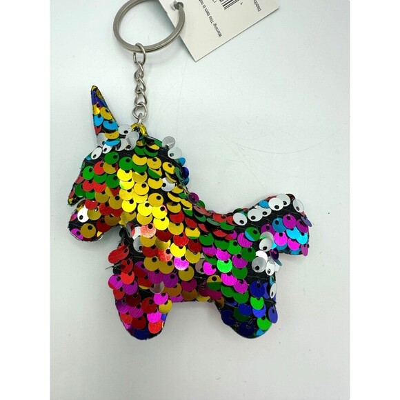 Unicorn Rainbow Sequins Keyring Keychain - Picture 2 of 2